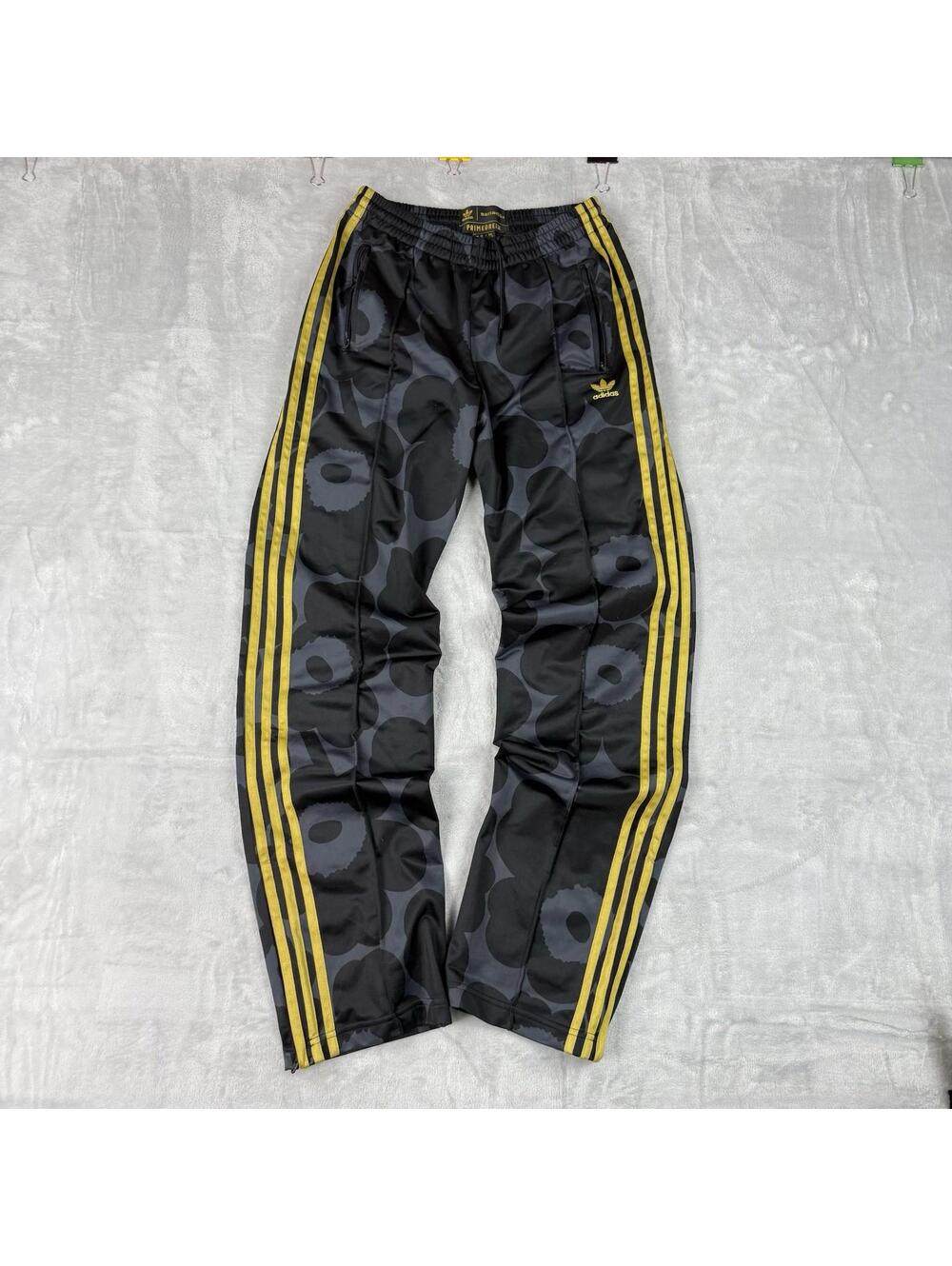 adidas Black & Yellow Camo Track Pants with Stripe Detail